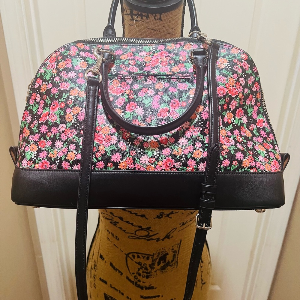 Coach Black and Pink Floral Satchel